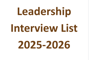 Leadership Interview List for 2025-2026